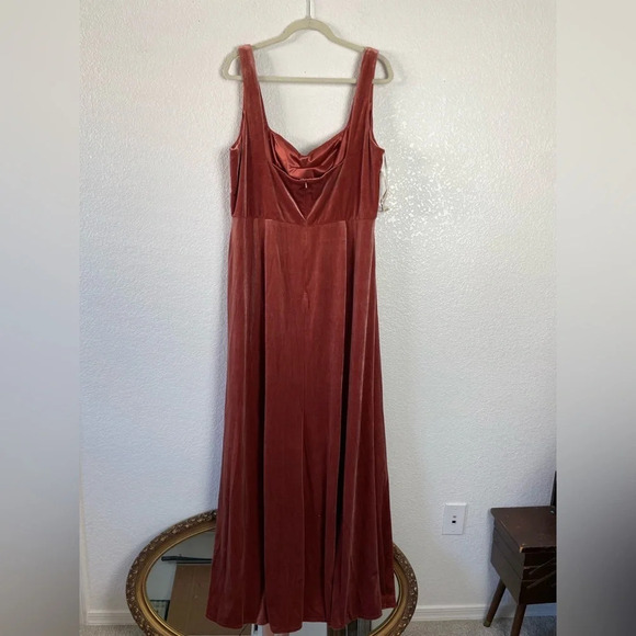 NWT Jenny Yoo Velvet Maxi Dress English Rose Size 24 - Picture 3 of 15